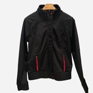Oakley Black Track Jacket Zip Up Athletic Red Accents Women's M